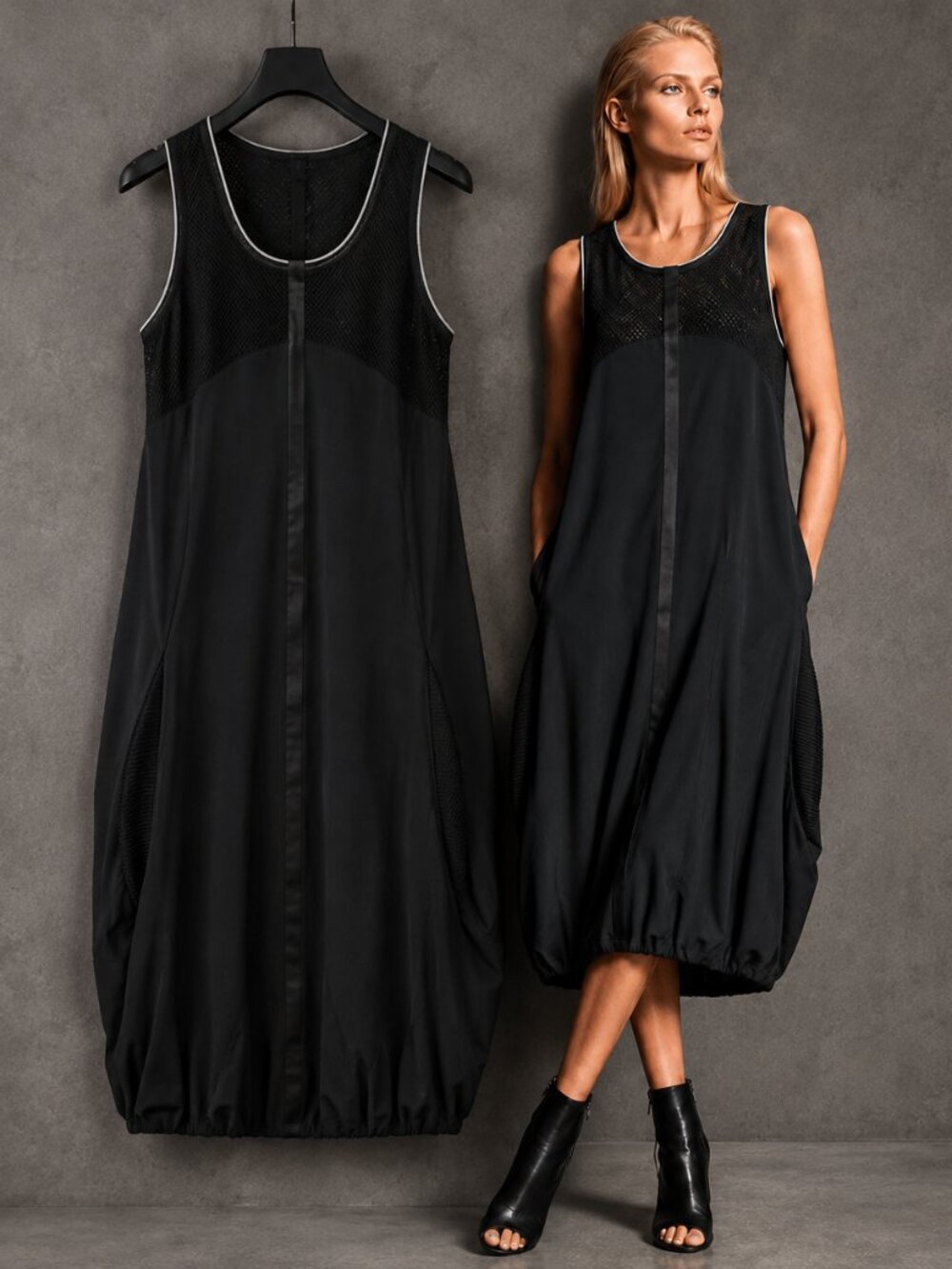 MC Planet by Innate Elisee-88 Black Mesh Maxi Dress US 10 Avant-Garde Art Emo